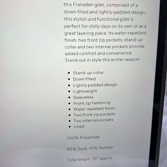 FRANDSEN JENSINE  DOWN VEST. IVORY WHITE - Picture 9 of 9